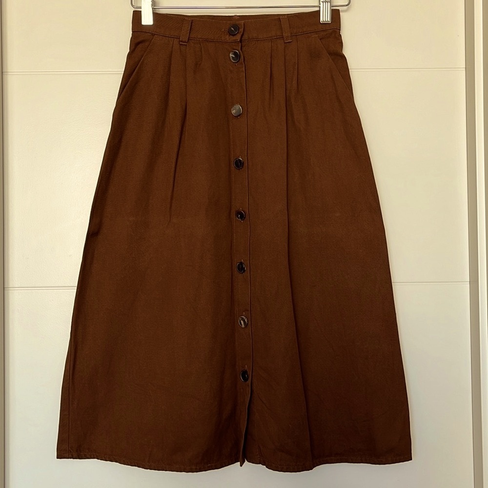 Sezane A-line Skirt Caramel Cotton Twill XS size 34 European
